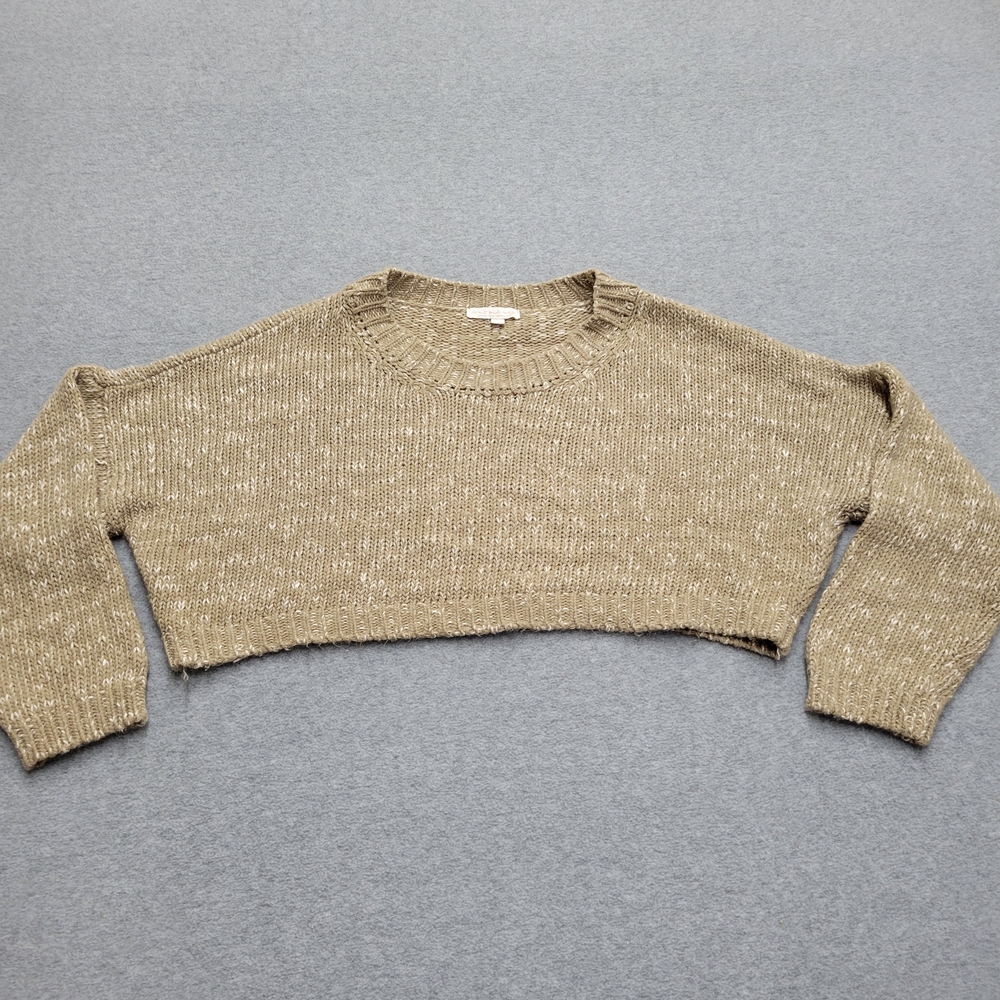 Women's Cropped Tan Sweater Acanalado Long Sleeve
